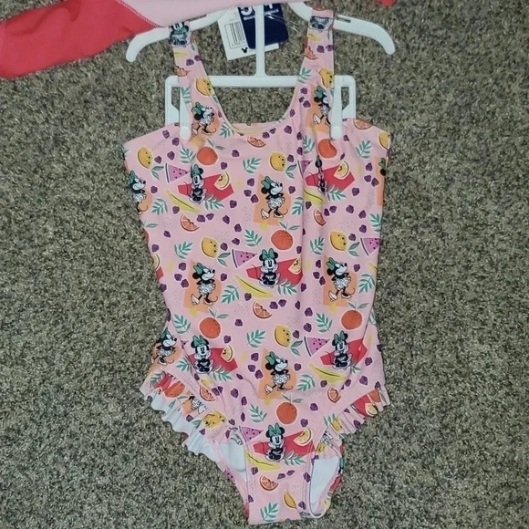Disney Minnie Mouse 2 Piece Swimsuit/Swim Top These Summer Day Girls Size 4 NWT - Picture 3 of 4